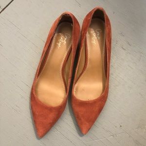 Crown Vintage suede pointed toe block heels